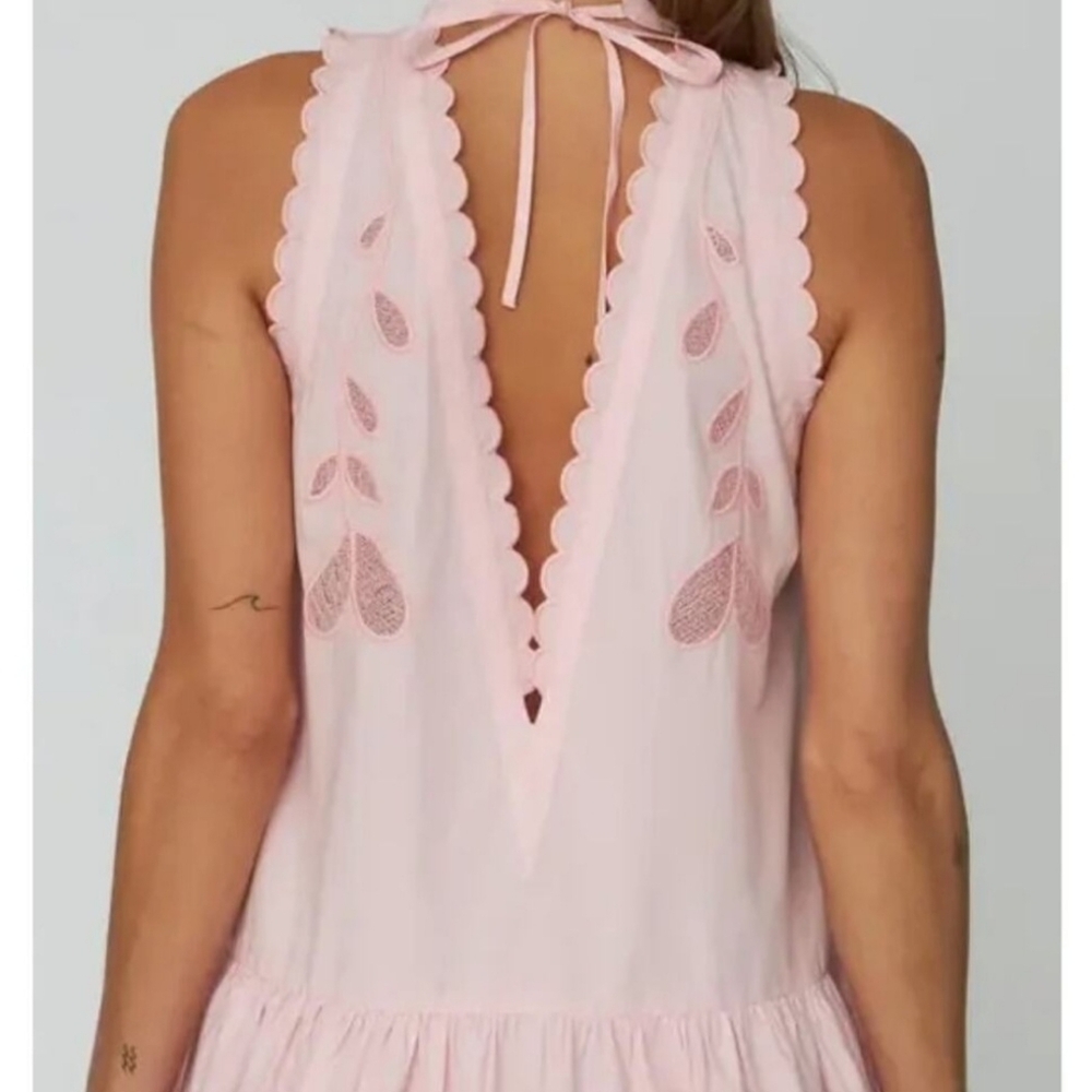 Anthropologie Stella Nova Embroidered Anglaise Maxi Cotton Dress - Picture 5 of 11